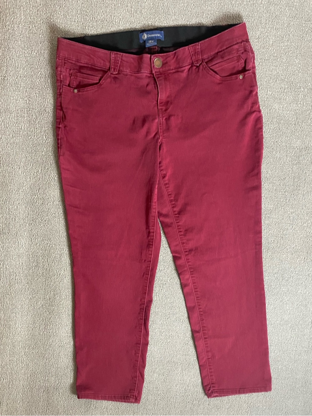 Democracy Red Super Stretch High Rise Skinny Ankle Crop Jeans